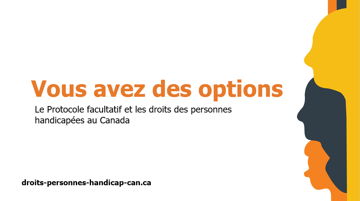 Image of the PowerPoint title page showing the words You’ve got options – The Optional Protocol and disability rights in Canada DOWNLOAD FRENCH